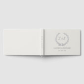 クラシックエレガントベージュとシルバーリース結婚ズ ゲストブック (全面)