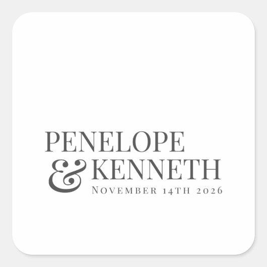 クラシックエレガントホワイトカスタムウェディング名 スクエアシール (正面)