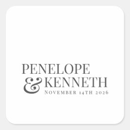 クラシックエレガントホワイトカスタムウェディング名 スクエアシール