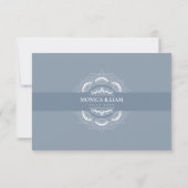 クラシックエレガントボホマンダラ華美ブルー結婚ズ 出欠カード (裏面)