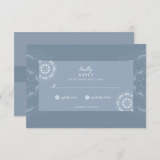 クラシックエレガントボホマンダラ華美ブルー結婚ズ 出欠カード