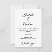 クラシックエレガントミニマシンプルモダン結婚リスト サンキューカード (裏面)