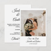 クラシックエレガントミニマシンプルモダン結婚リスト サンキューカード (正面/裏面)