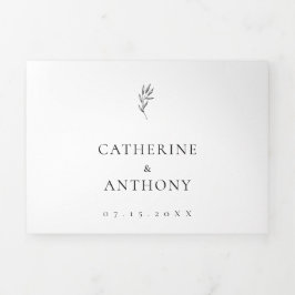 クラシックエレガントミニマル植物葉シンプル 三つ折り招待状