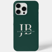 クラシックエレガントモノグラムと名前ダークグリーン Case-Mate iPhoneケース (裏面)