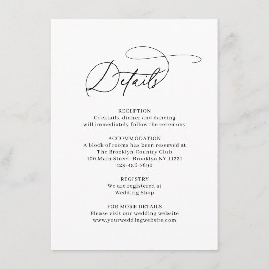 クラシックエレガントラインアートフローラダスティブルー結婚ズ エンクロージャーカード (正面)