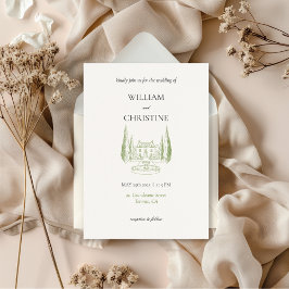 クラシックエレガントラグジュアシンプル結婚 招待状