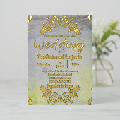 クラシックエレガントラグジュアリーバロック縁ど金ゴールド結婚ズ 箔シーズンカード (立ち正面)