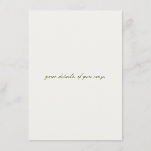 クラシックエレガントラグジュアリー結婚ミニマル詳細 エンクロージャーカード (正面)
