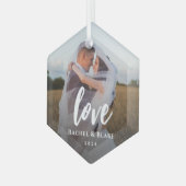 クラシックエレガントラブフォト ガラスオーナメント (正面左)