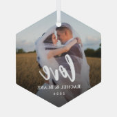 クラシックエレガントラブフォト ガラスオーナメント (裏面)