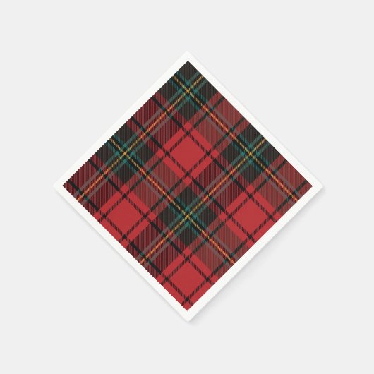 クラシックエレガントレッドタータンチェッククリスマス スタンダードカクテルナプキン (角)