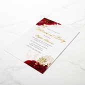 クラシックエレガントレッドローズリタイアメントパーティーゴールデン 箔招待状 (回転した状態)