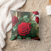 クラシックエレガントレッドローゼスアート クッション (ブランケット)