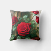 クラシックエレガントレッドローゼスアート クッション (裏面)