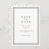 クラシックエレガントヴィンテージの結婚式は日付を保存 セーブザデート (正面/裏面)