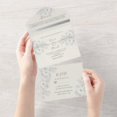 クラシックエレガントヴィンテージ結婚フローラ オールインワン招待状 (貼ってはがせる)