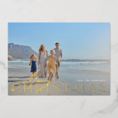 クラシックエレガント写真 | 金ゴールドメリークリスマス 箔シーズンカード (正面)