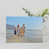 クラシックエレガント写真 | 金ゴールドメリークリスマス 箔シーズンカード (立ち正面)