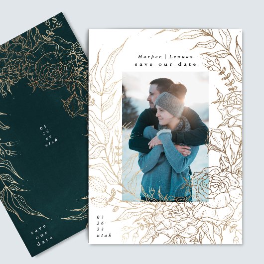 クラシックエレガント及びモダン金ゴールドエレガントリース セーブザデート