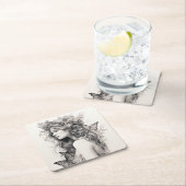 クラシックエレガント台本のリハ結婚ーサルディナー スクエアペーパーコースター (インサイチュ)