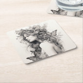 クラシックエレガント台本のリハ結婚ーサルディナー スクエアペーパーコースター (アングル)