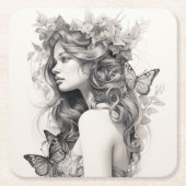 クラシックエレガント台本のリハ結婚ーサルディナー スクエアペーパーコースター (正面)