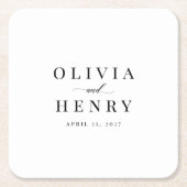 クラシックエレガント台本のリハ結婚ーサルディナー スクエアペーパーコースター (正面)
