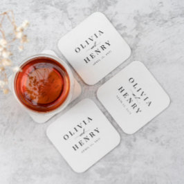 クラシックエレガント台本のリハ結婚ーサルディナー スクエアペーパーコースター