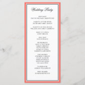 クラシックエレガント書結婚の珊瑚 プログラム (裏面)