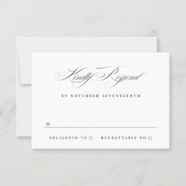 クラシックエレガント書道ブラックタイ結婚ズ 出欠カード