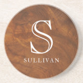 クラシックエレガント木目モノグラム名 コースター (正面)