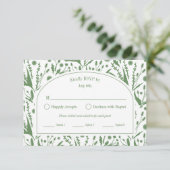 クラシックエレガント植物学セージ緑の食事オプション 出欠カード (スタンド正面)