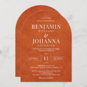 クラシックエレガント燃えたオ結婚レンジ 招待状 (正面/裏面)