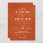 クラシックエレガント燃オレン結婚ジ 招待状 (正面/裏面)