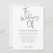 クラシックエレガント白と黒結婚の 招待状 (正面)