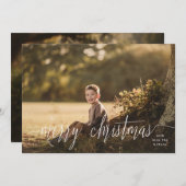 クラシックエレガント白メリーのクリスマス写真 シーズンカード (正面/裏面)