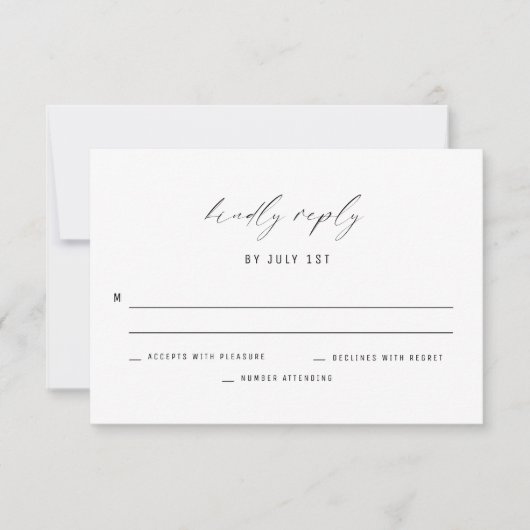 クラシックエレガント白黒の返信結婚カード 招待状 (正面)