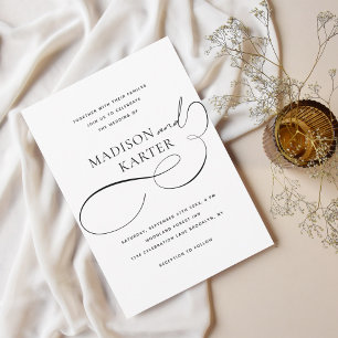 クラシックエレガント白黒インフィニティ結婚アンドズ 招待状