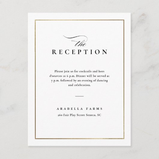 クラシックエレガント白黒ウェディングレセプション エンクロージャーカード (正面)