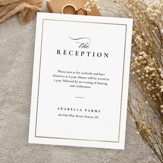 クラシックエレガント白黒ウェディングレセプション エンクロージャーカード