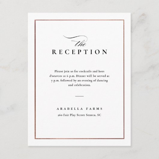 クラシックエレガント白黒ウェディングレセプション エンクロージャーカード (正面)