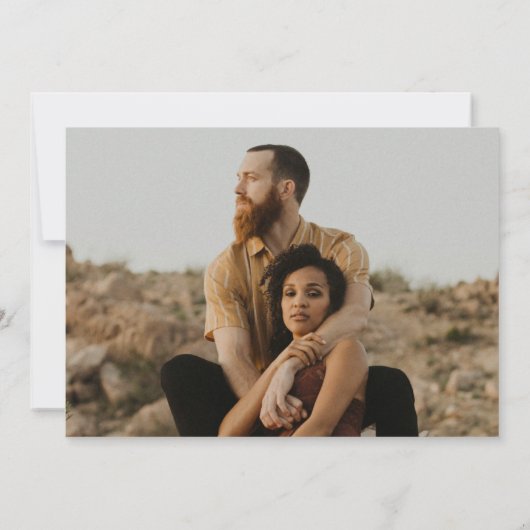 クラシックエレガント白黒フォト結婚ズ セーブザデート (裏面)