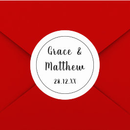 クラシックエレガント白黒ミニマ結婚リスト ラウンドシール