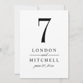 クラシックエレガント白黒結婚のテーブル番号 招待状 (裏面)