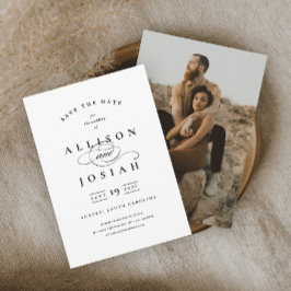 クラシックエレガント白黒結婚ズ セーブザデート