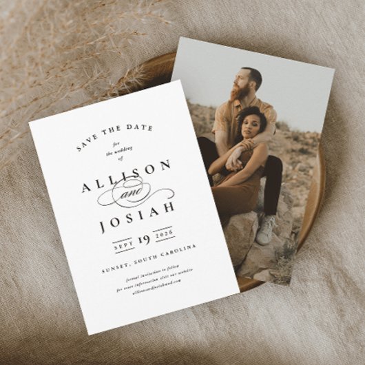 クラシックエレガント白黒結婚ズ セーブザデート