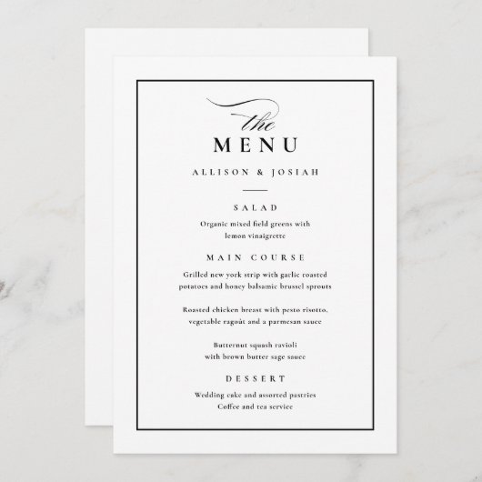 クラシックエレガント白黒結婚ズ 招待状 (正面/裏面)