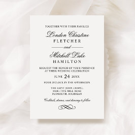 クラシックエレガント白黒結婚ズ 招待状