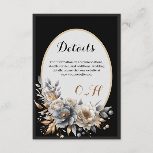 クラシックエレガント素朴フローラ結婚詳細5 エンクロージャーカード (正面)